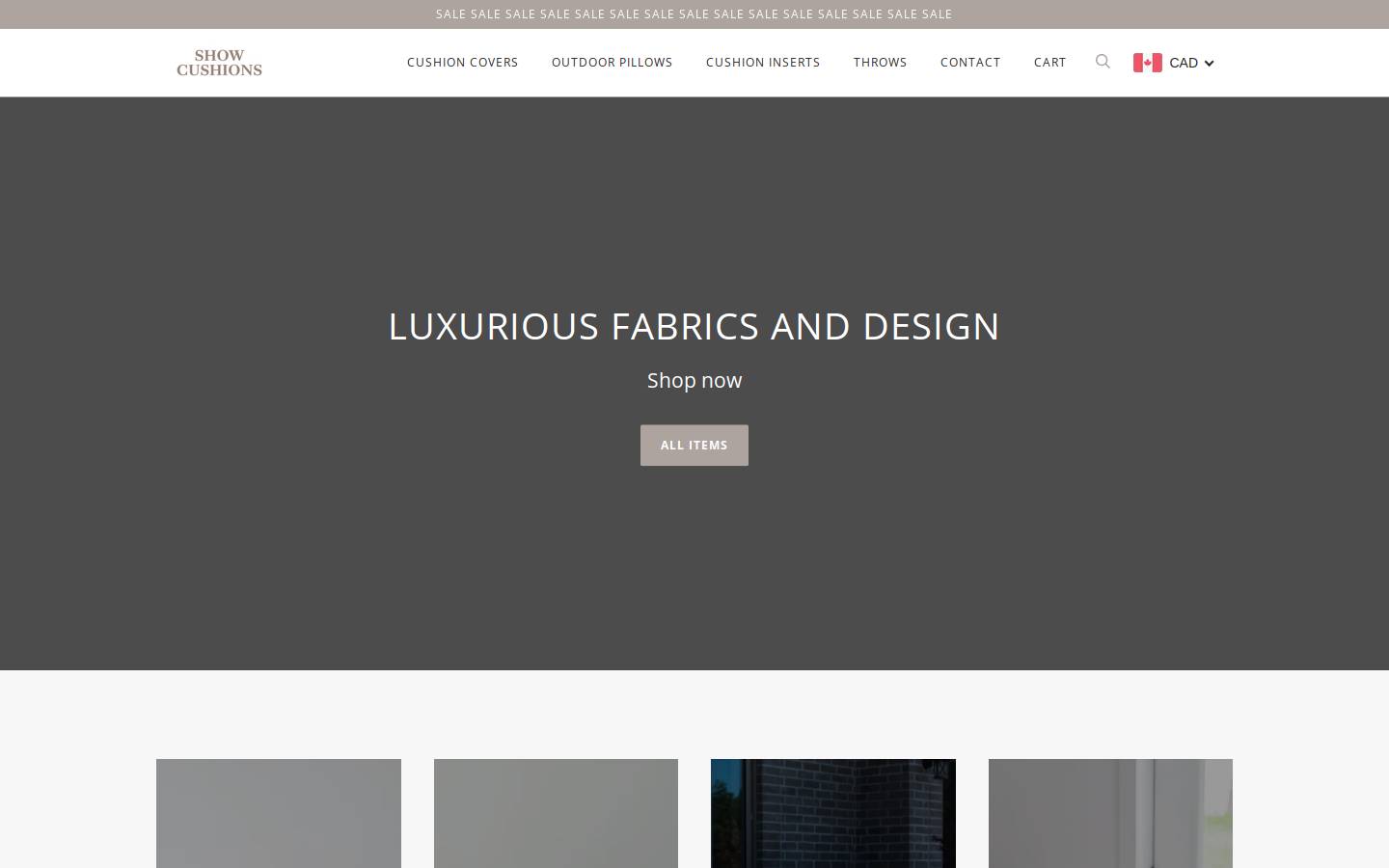 showcushions.com homepage screenshot