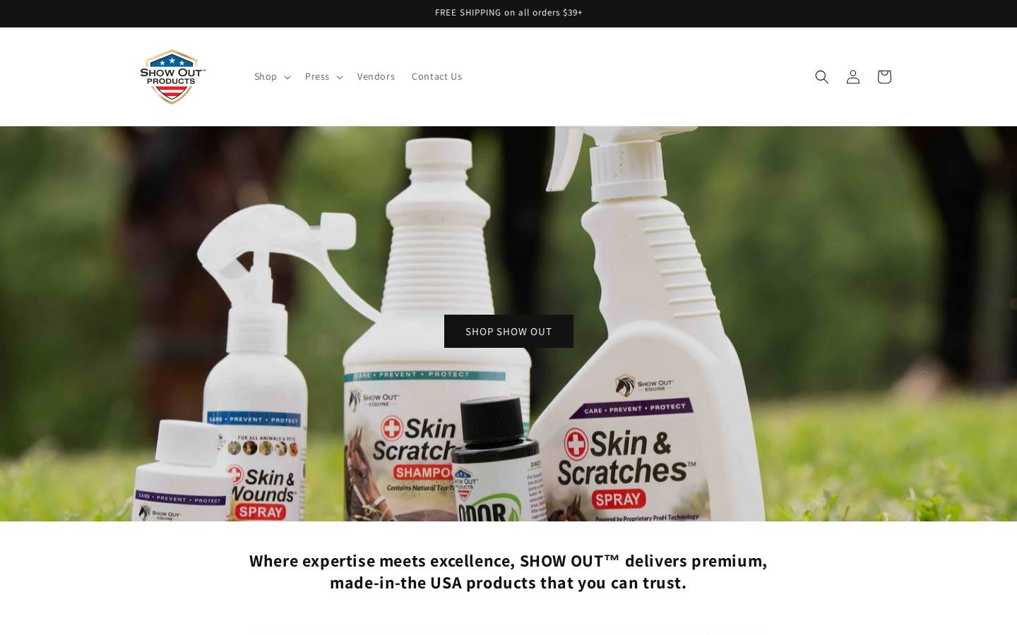 showoutequine.com homepage screenshot