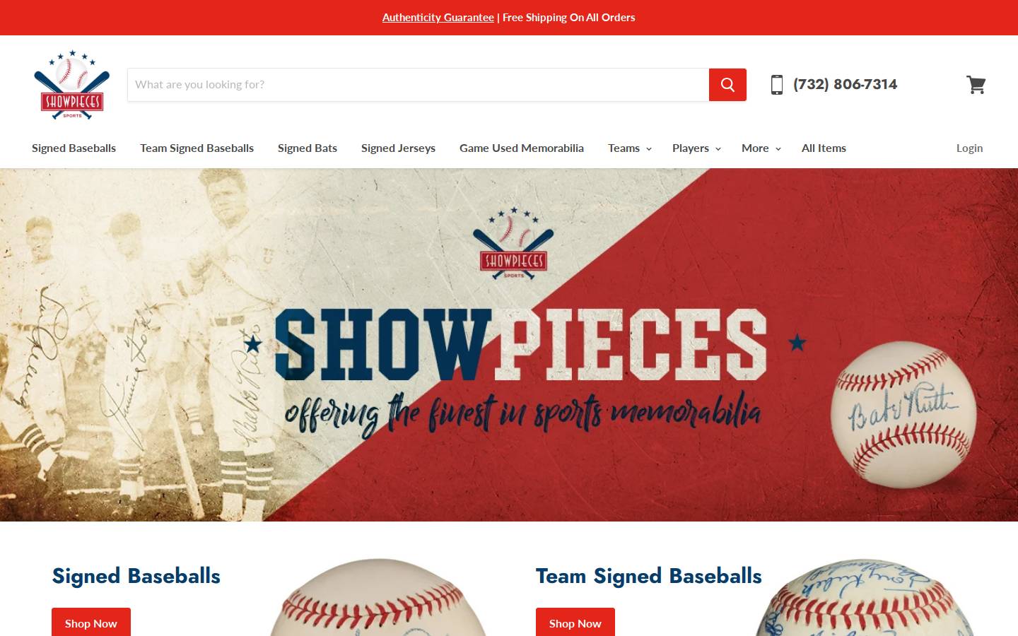 showpiecessports.com homepage screenshot