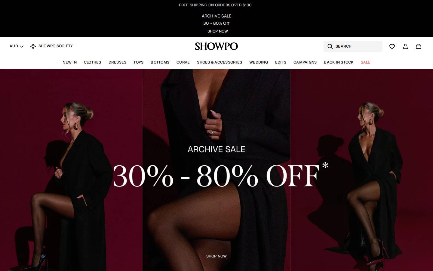 Showpo homepage screenshot