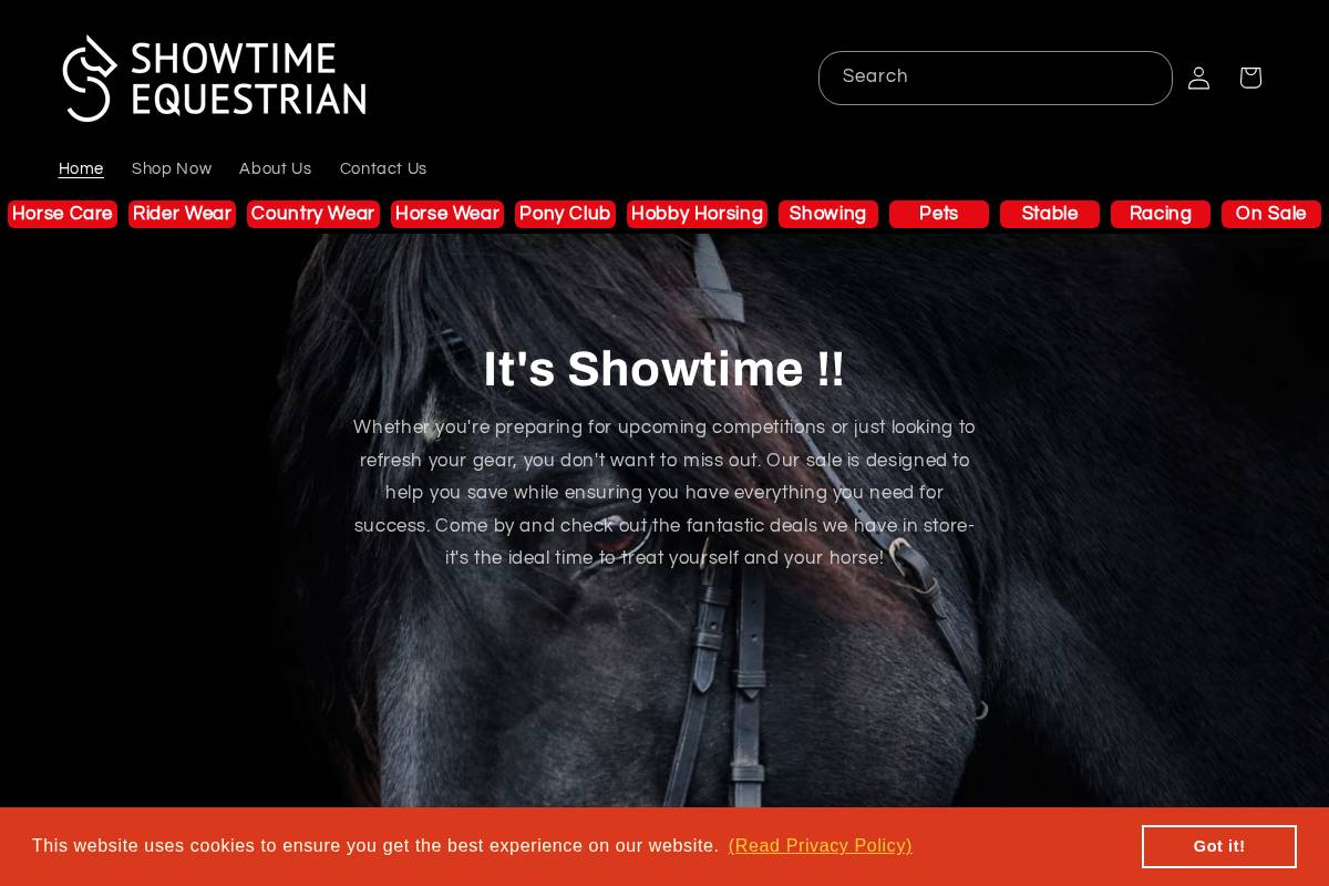 showtime-equestrian.com homepage screenshot