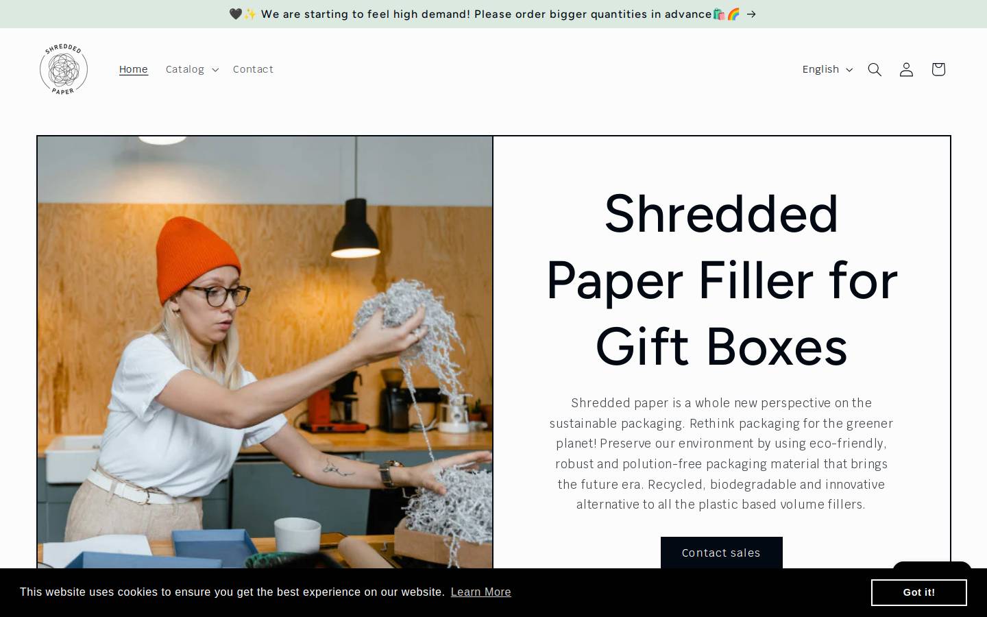 shreddedpaper.store homepage screenshot