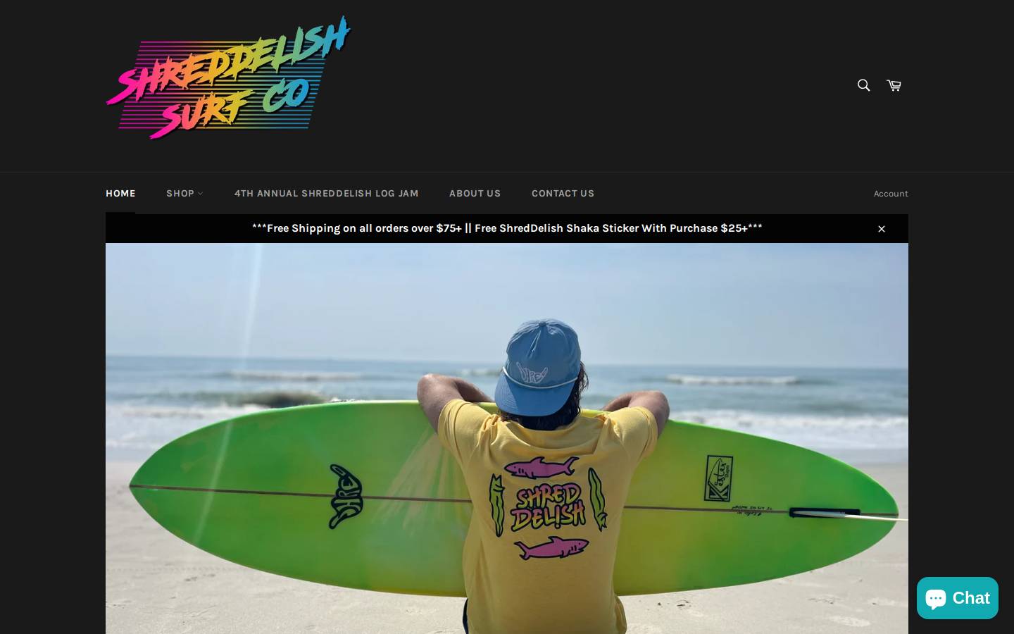 shreddelishsurfco.com homepage screenshot