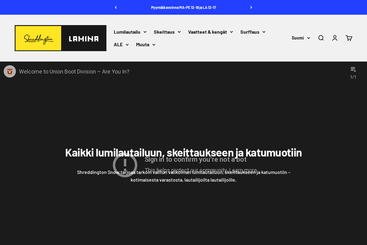 Shreddington Snow - Lumilautakauppa Helsingissä homepage screenshot