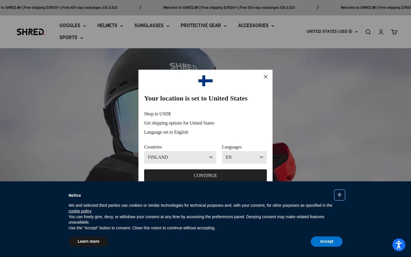 SHRED. homepage screenshot