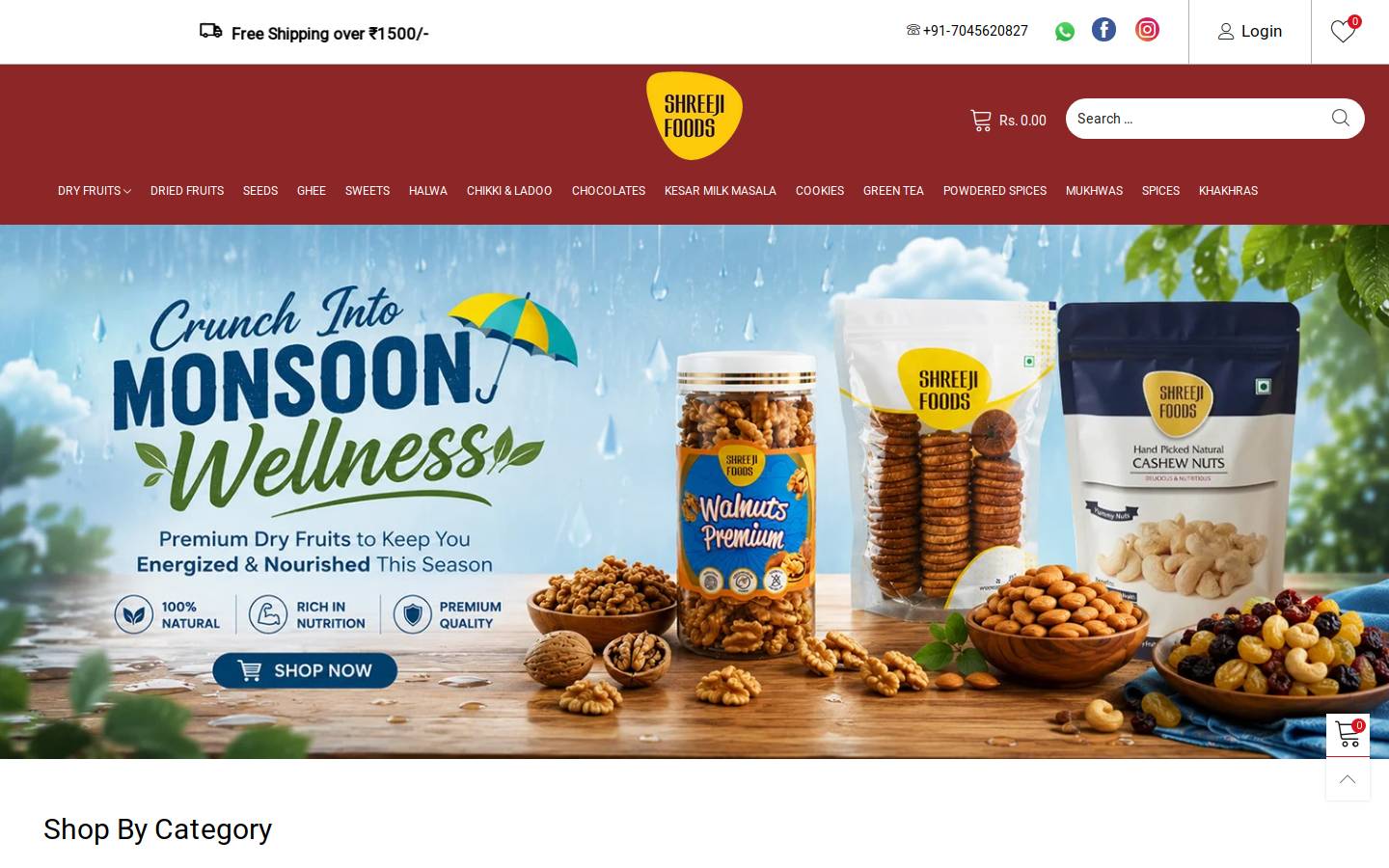 shreejifoods.in homepage screenshot