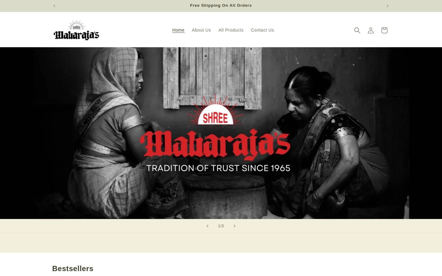 shreemaharajas.com homepage screenshot