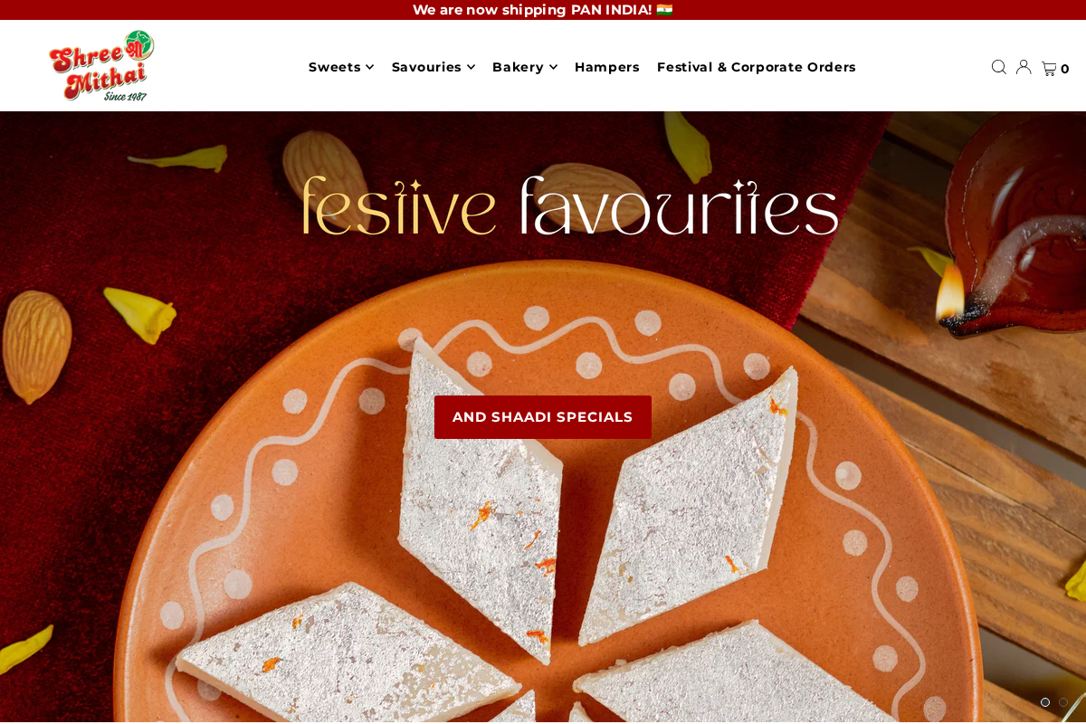 Shree Mithai homepage screenshot