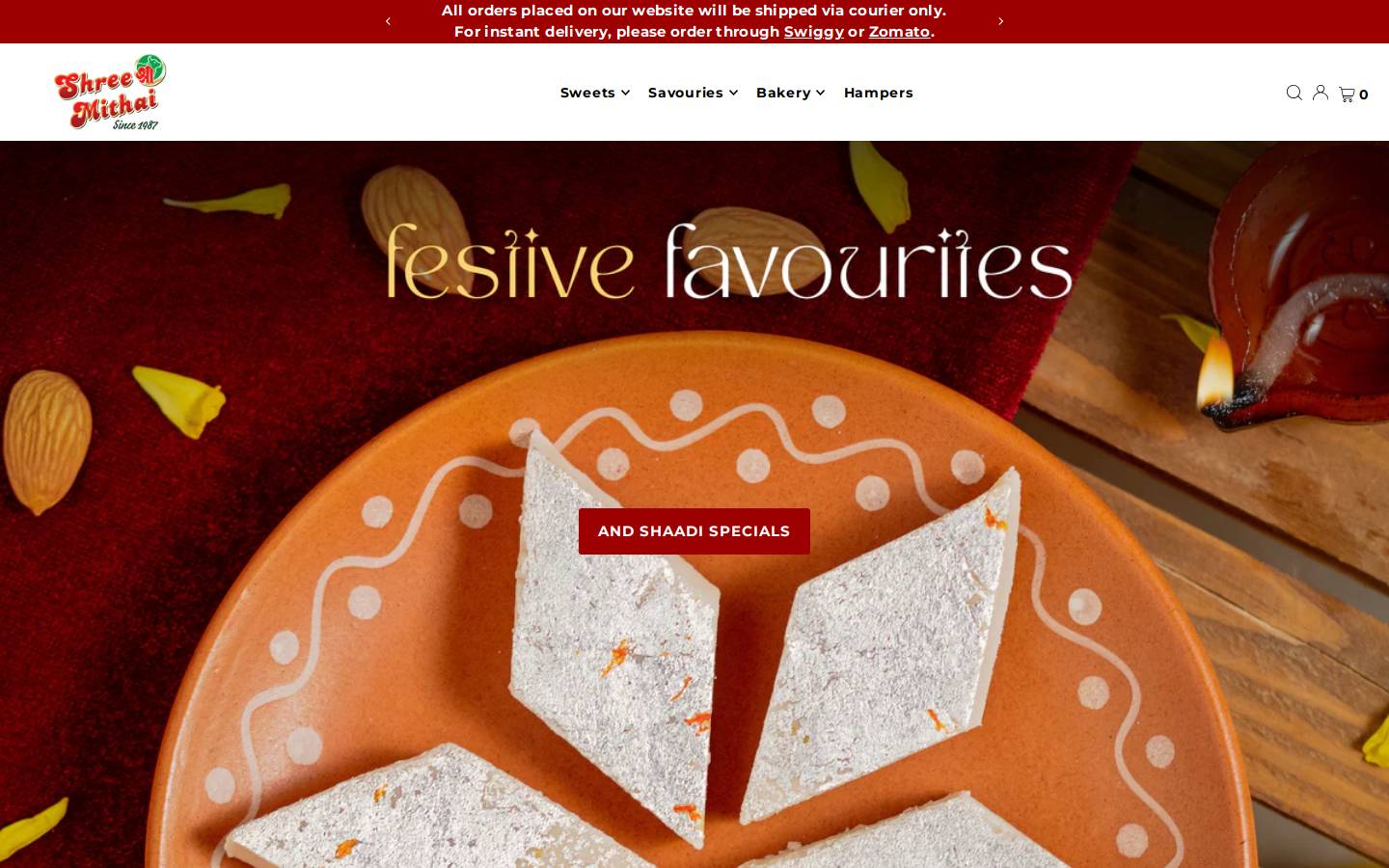 shreemithai.in homepage screenshot