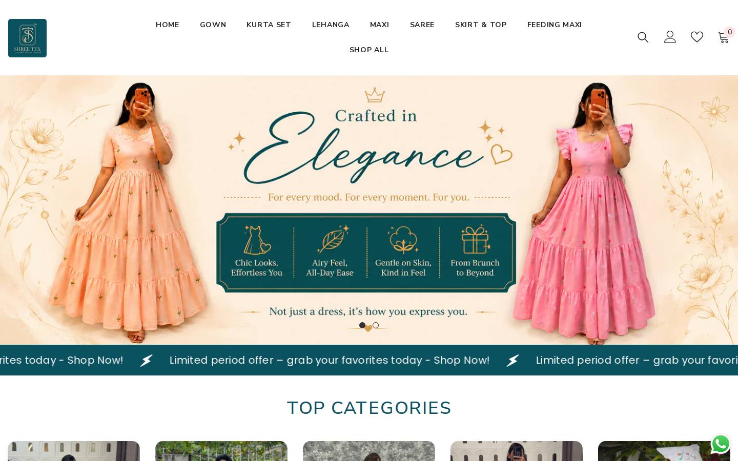 shreetexfashion.com homepage screenshot