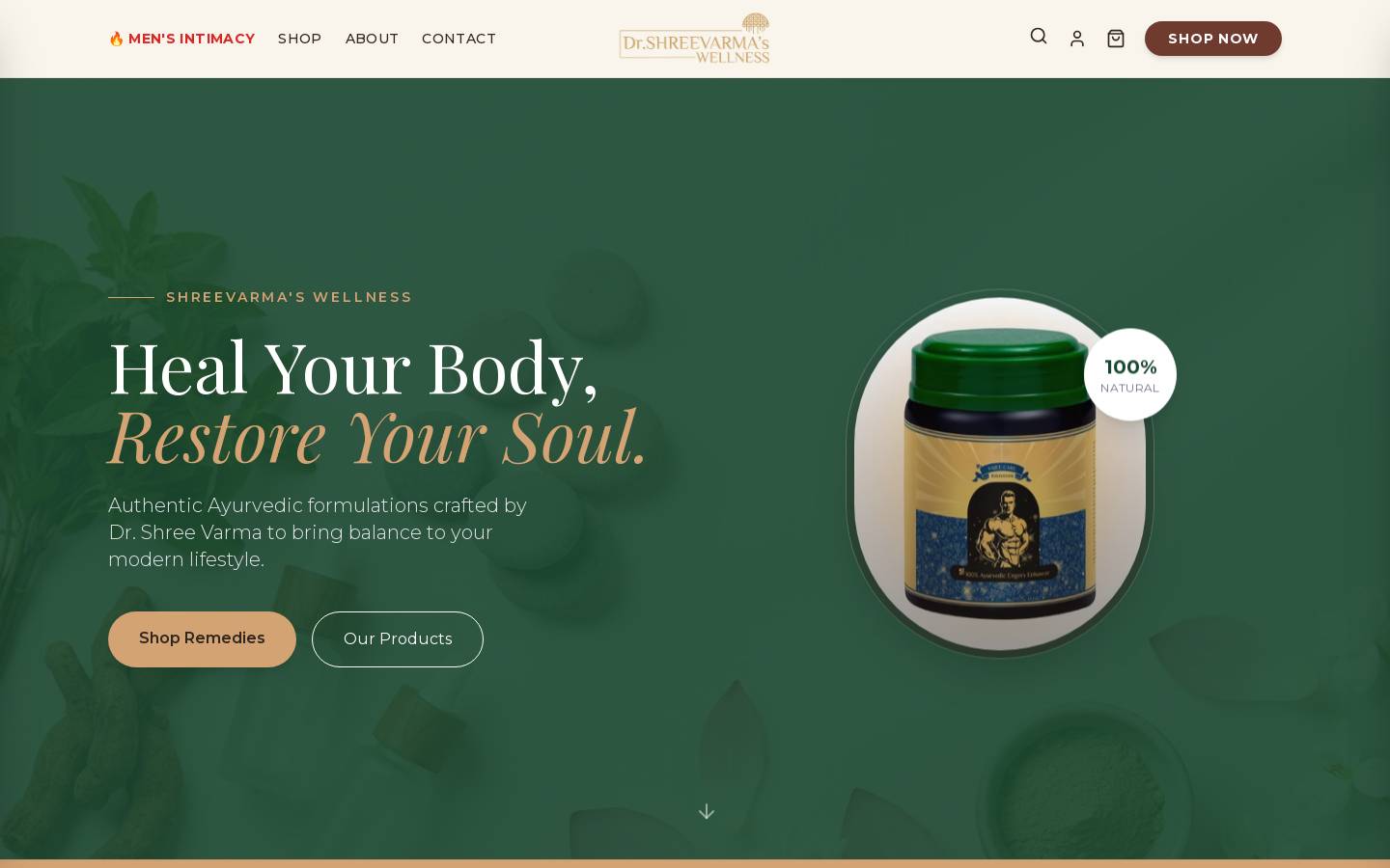shreevarmaayurveda.com homepage screenshot