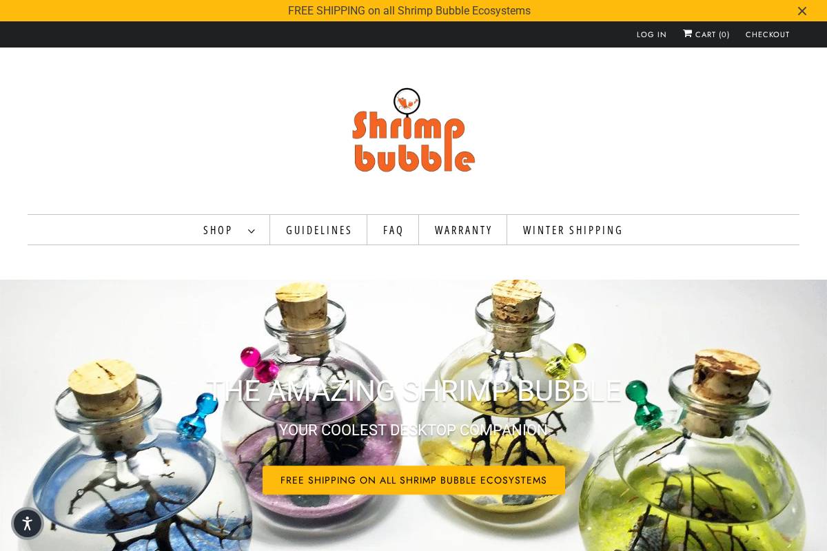 shrimpbubble.com homepage screenshot