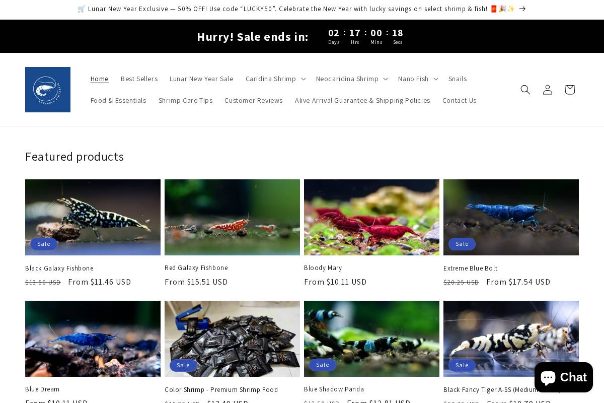 shrimplyfintastic.com homepage screenshot