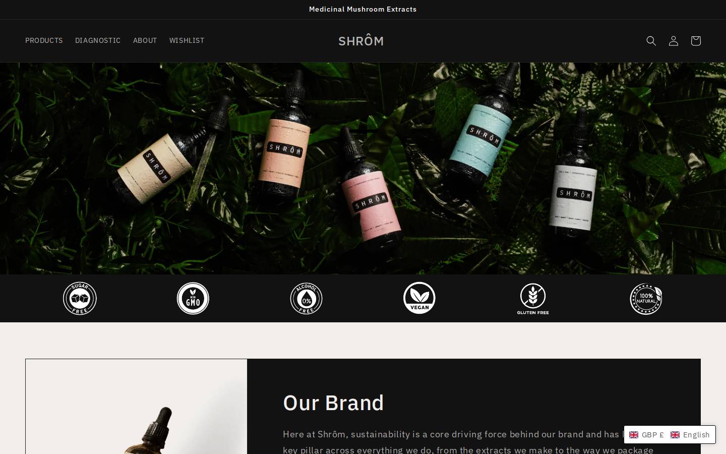 shrom.co homepage screenshot
