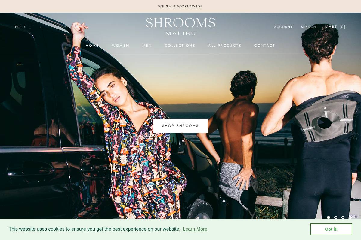 shroomsmalibu.com homepage screenshot