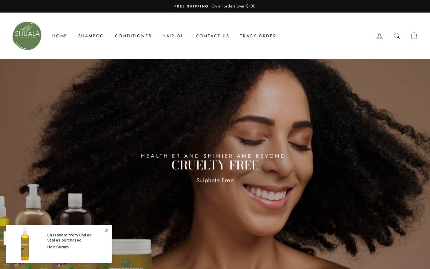 shualahaircare.com homepage screenshot