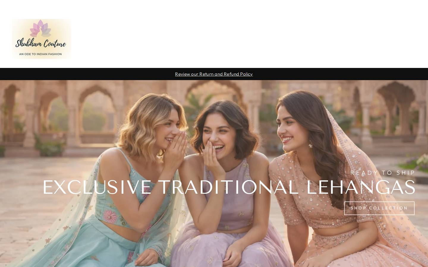 shubhamcouture.com homepage screenshot