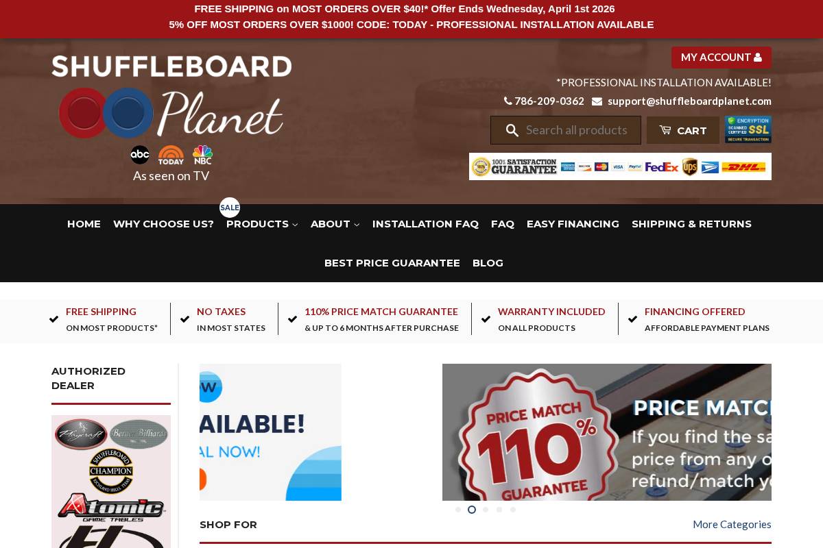 shuffleboardplanet.com homepage screenshot