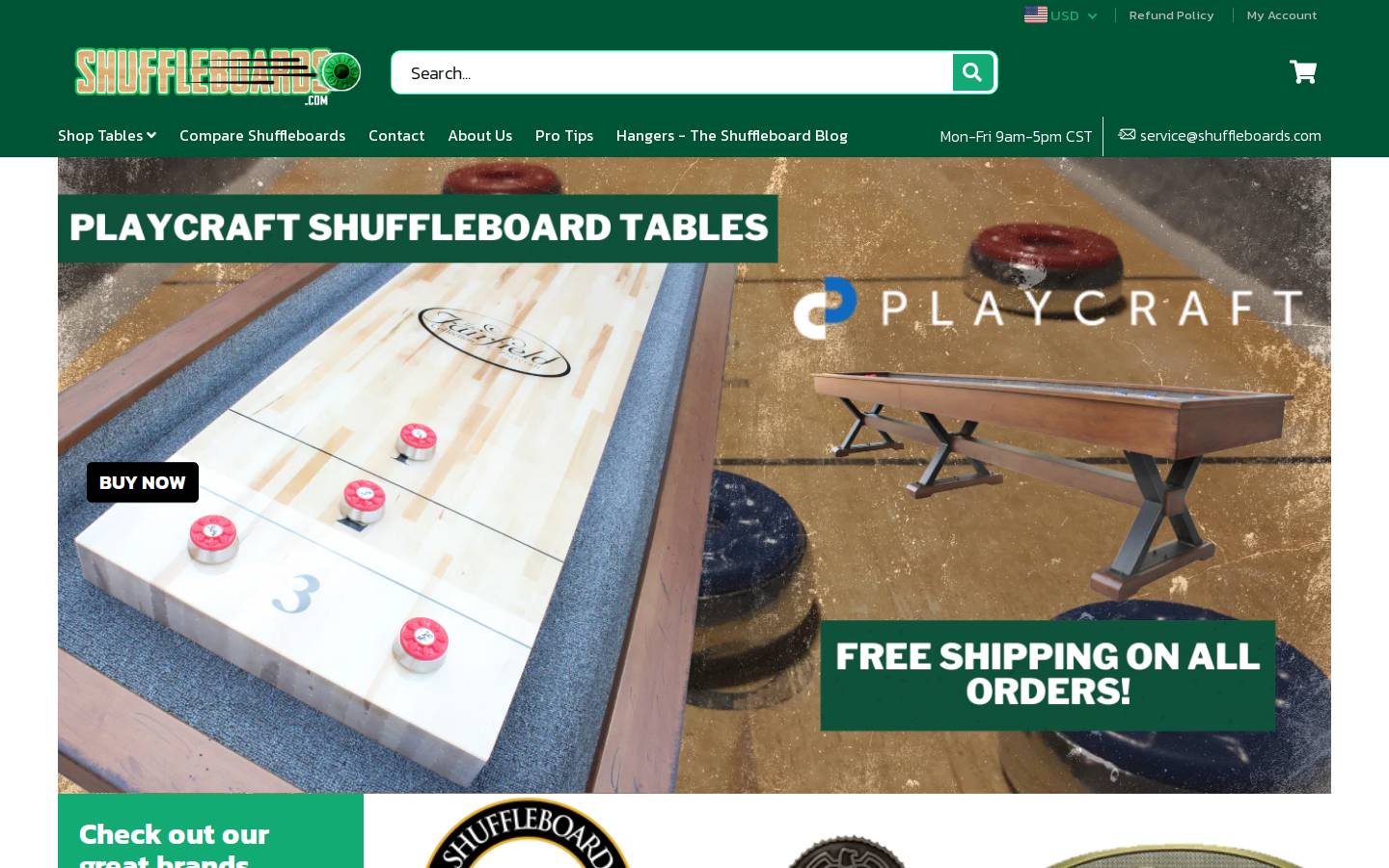 shuffleboards.com homepage screenshot