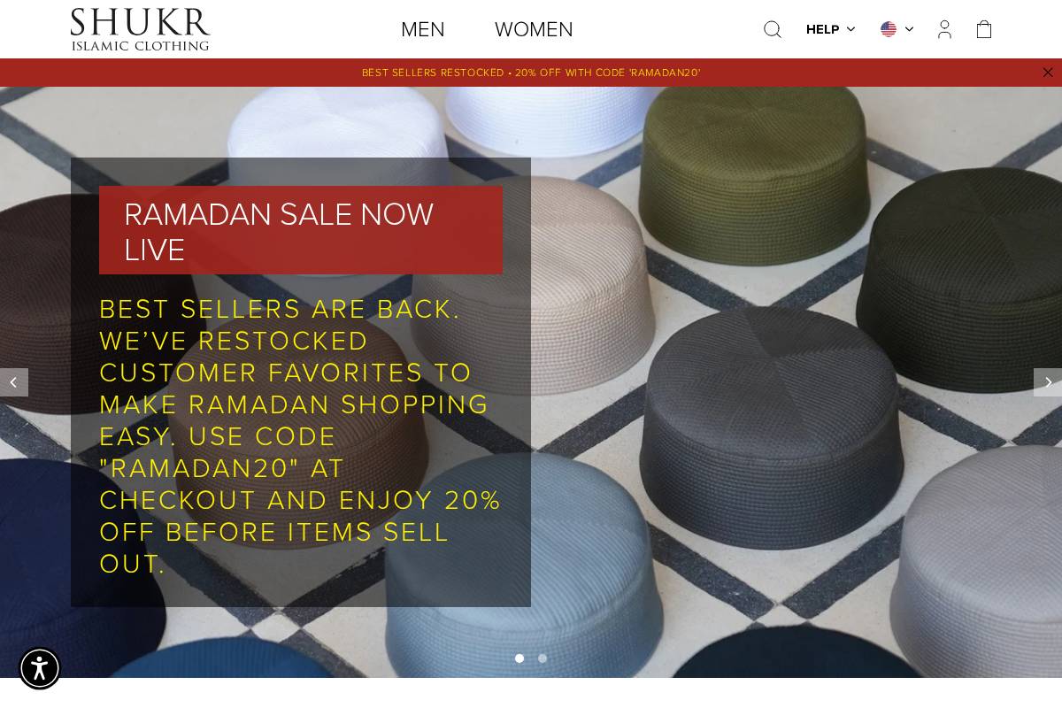 Shukrclothing homepage screenshot