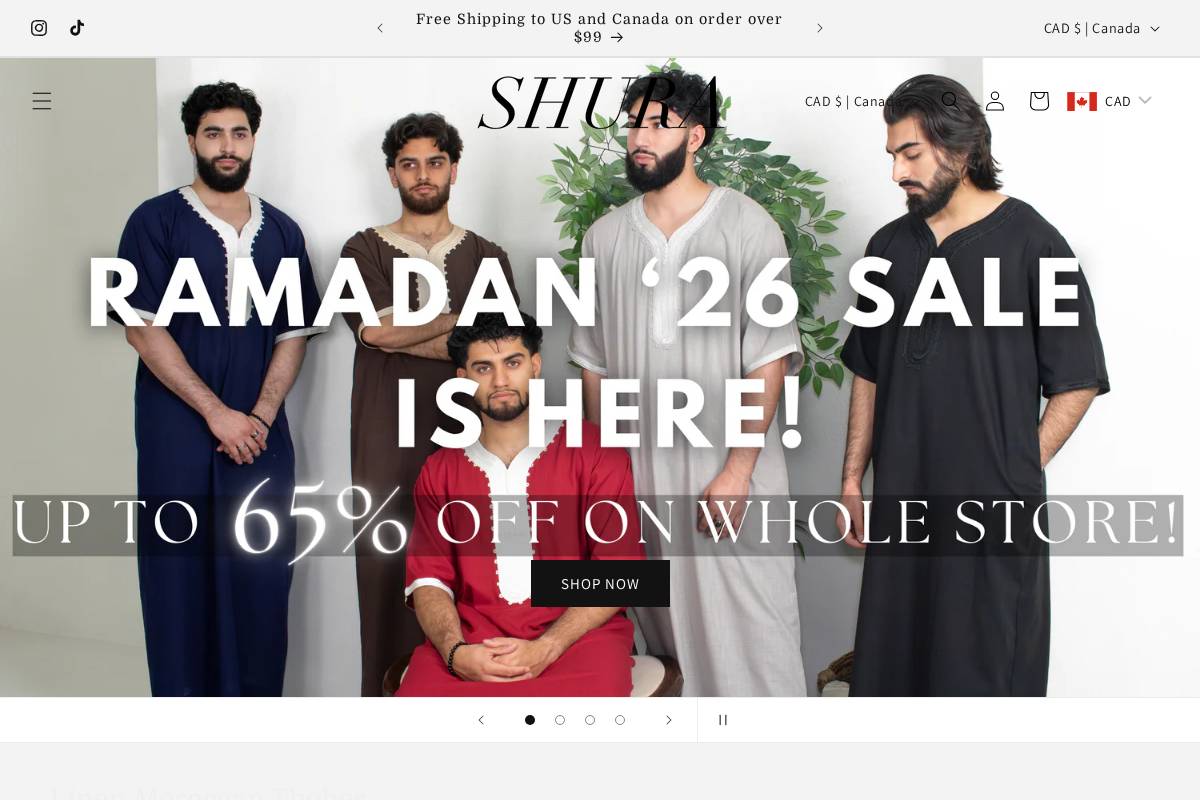 shurawear.com homepage screenshot