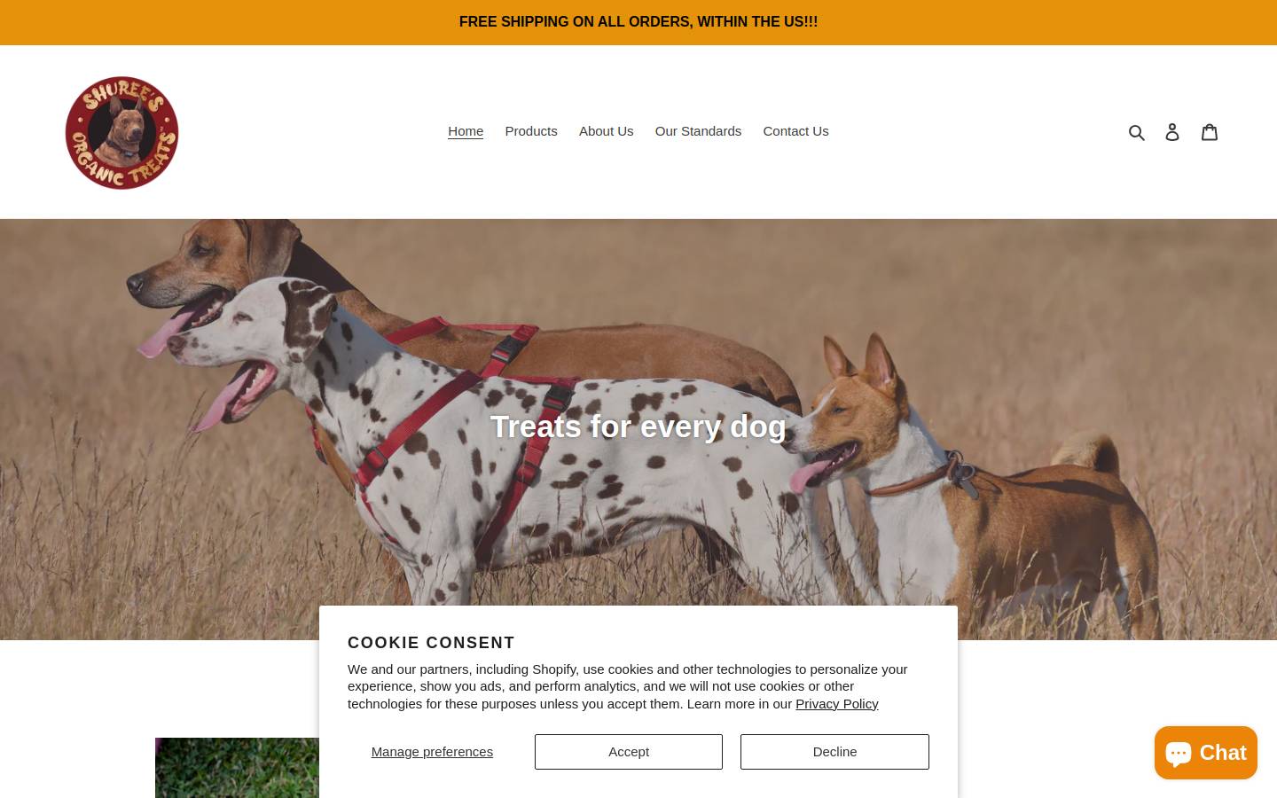 shureesorganictreats.com homepage screenshot