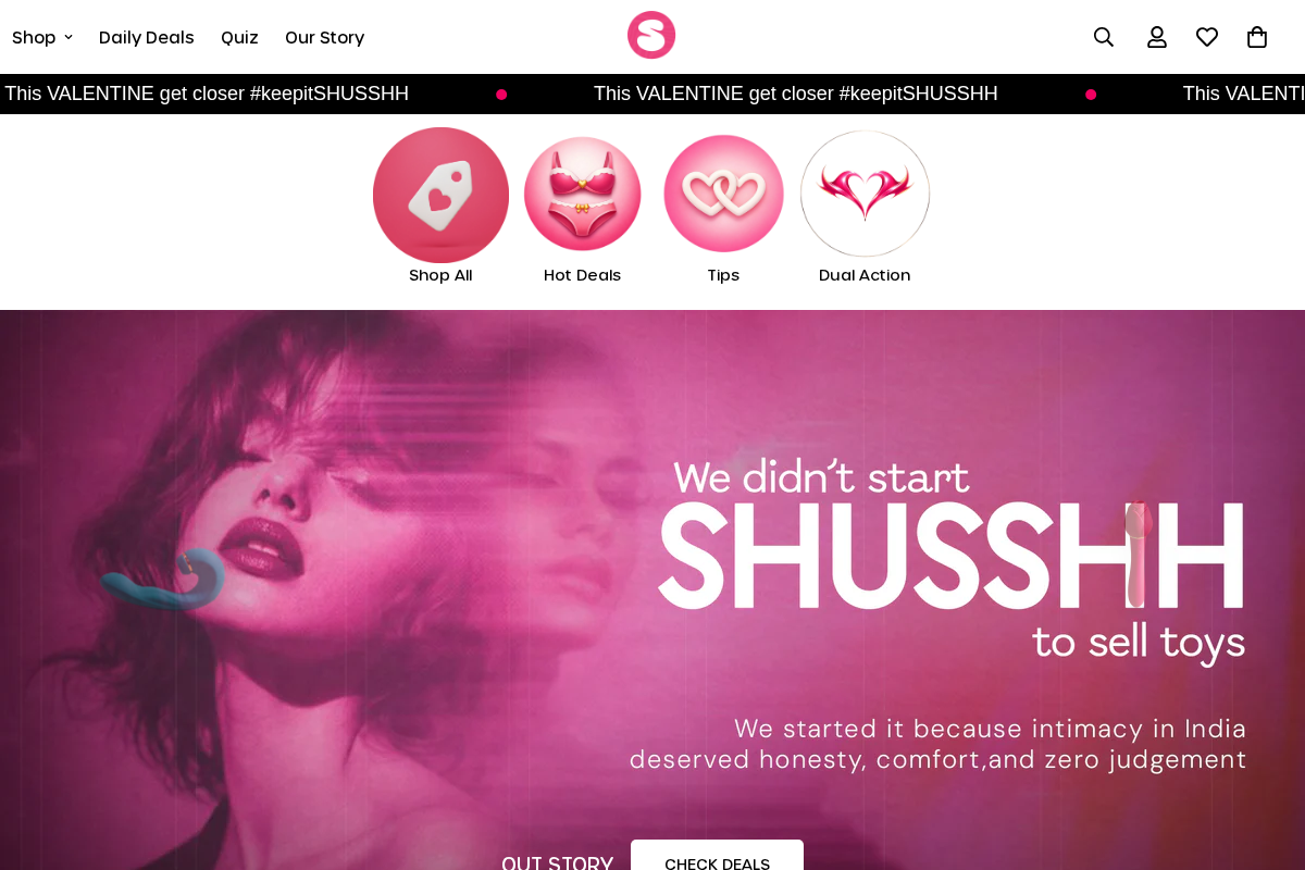 Shusshh homepage screenshot