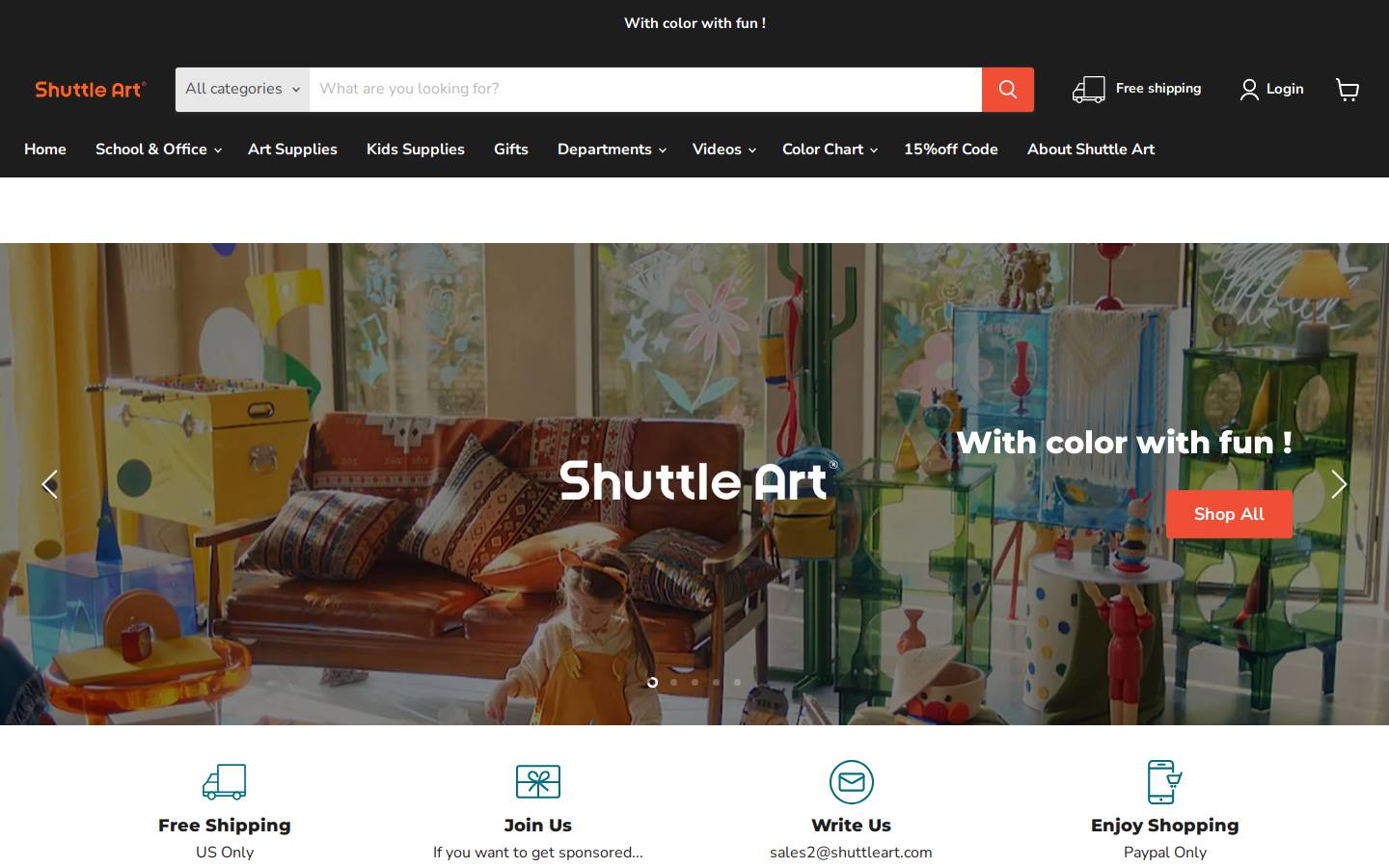 shuttleart.com homepage screenshot
