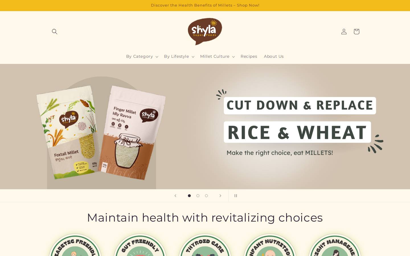 shylasuperfoods.com homepage screenshot