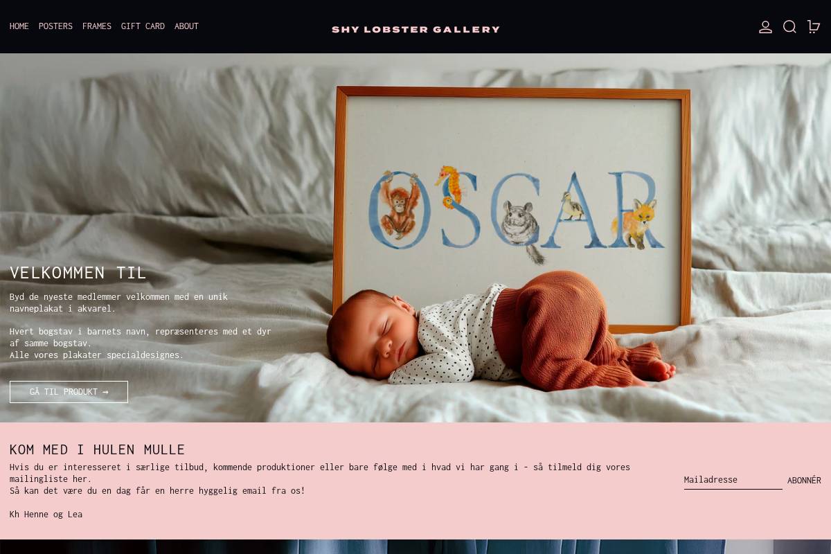 Shylobstergallery homepage screenshot