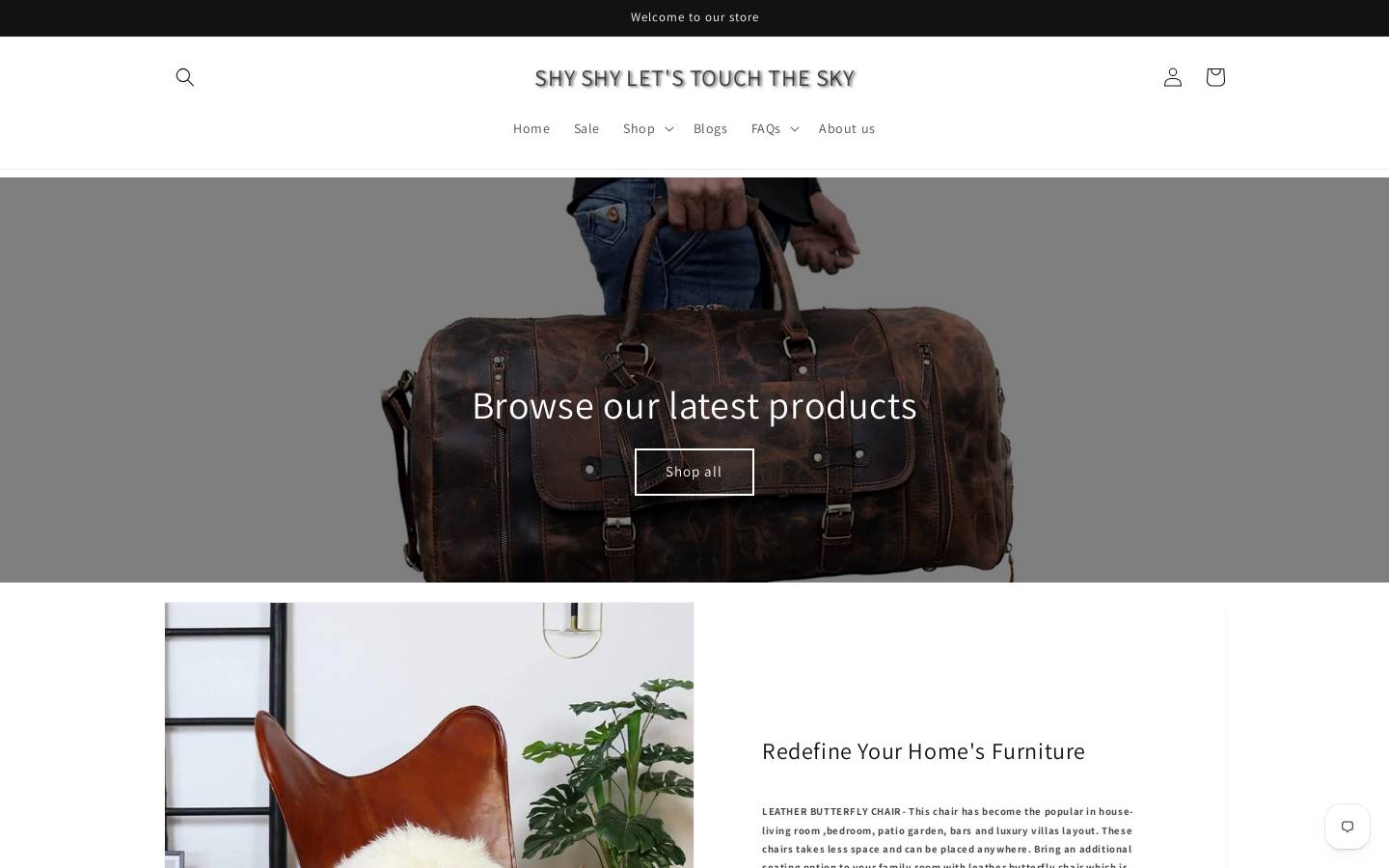shyshystore.com homepage screenshot