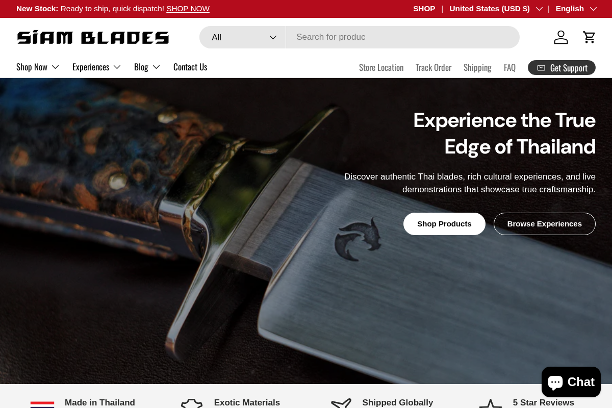 Siam Blades homepage screenshot