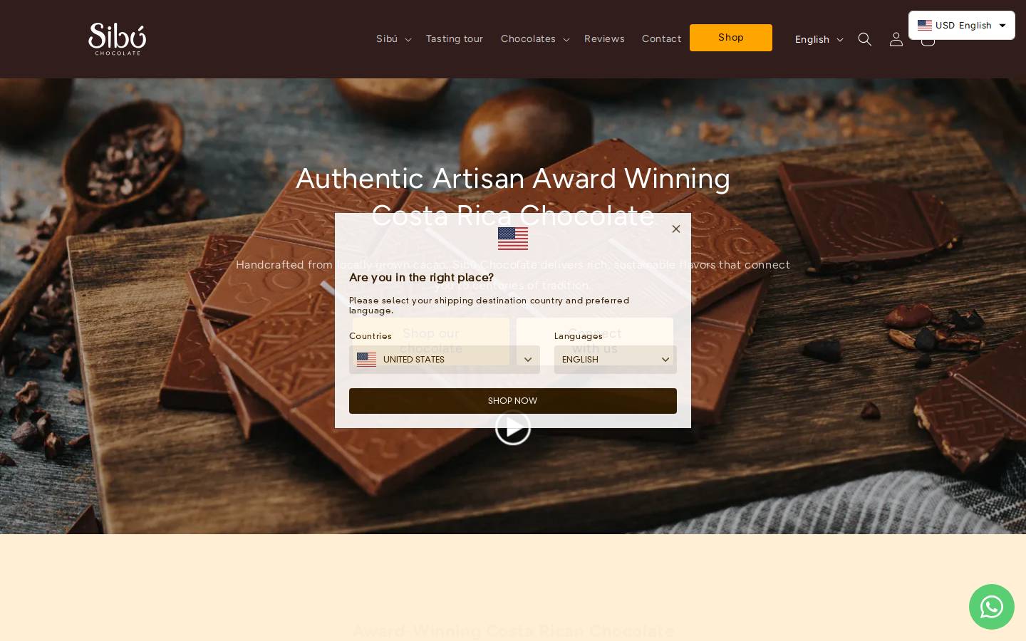 sibochocolate.com homepage screenshot