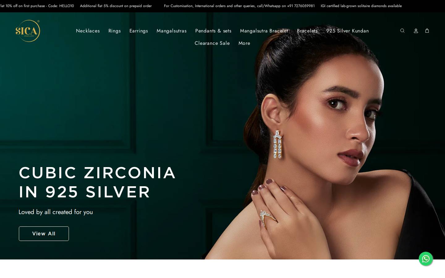 sicajewellery.com homepage screenshot