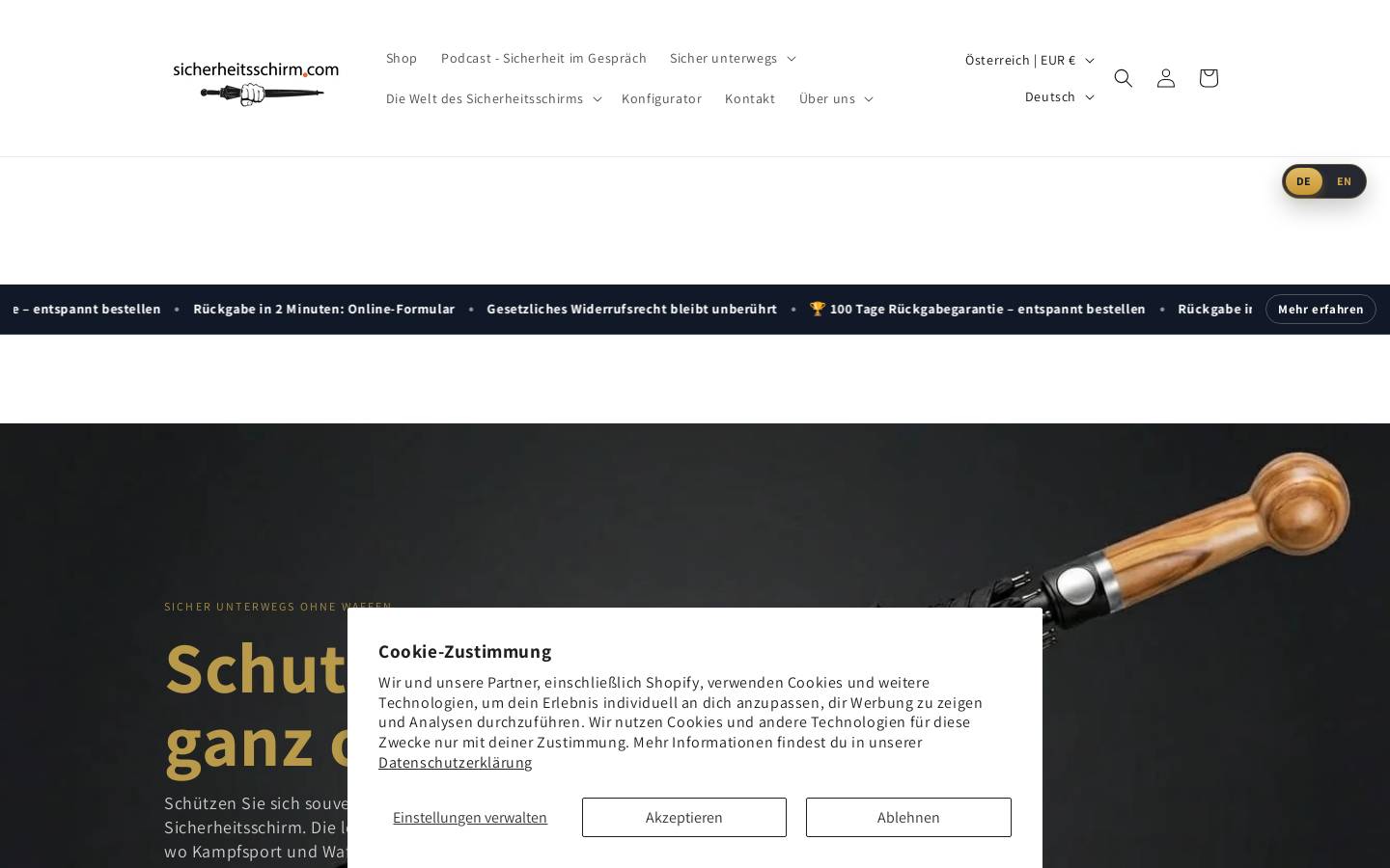 sicherheitsschirm.com homepage screenshot