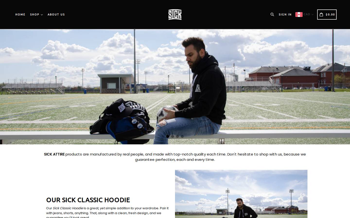 sickattire.com homepage screenshot
