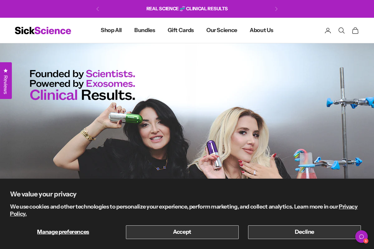 SickScience Labs homepage screenshot