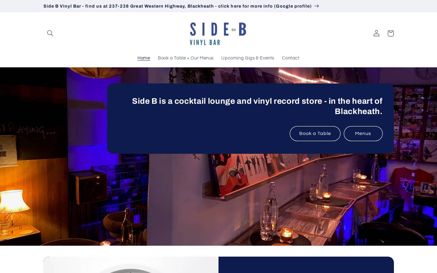 sidebvinylbar.com homepage screenshot