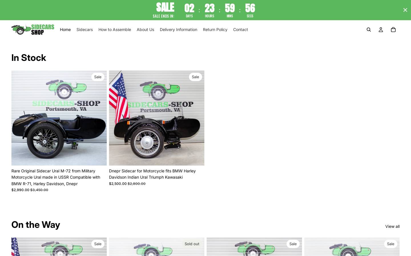 Sidecars Shop homepage screenshot