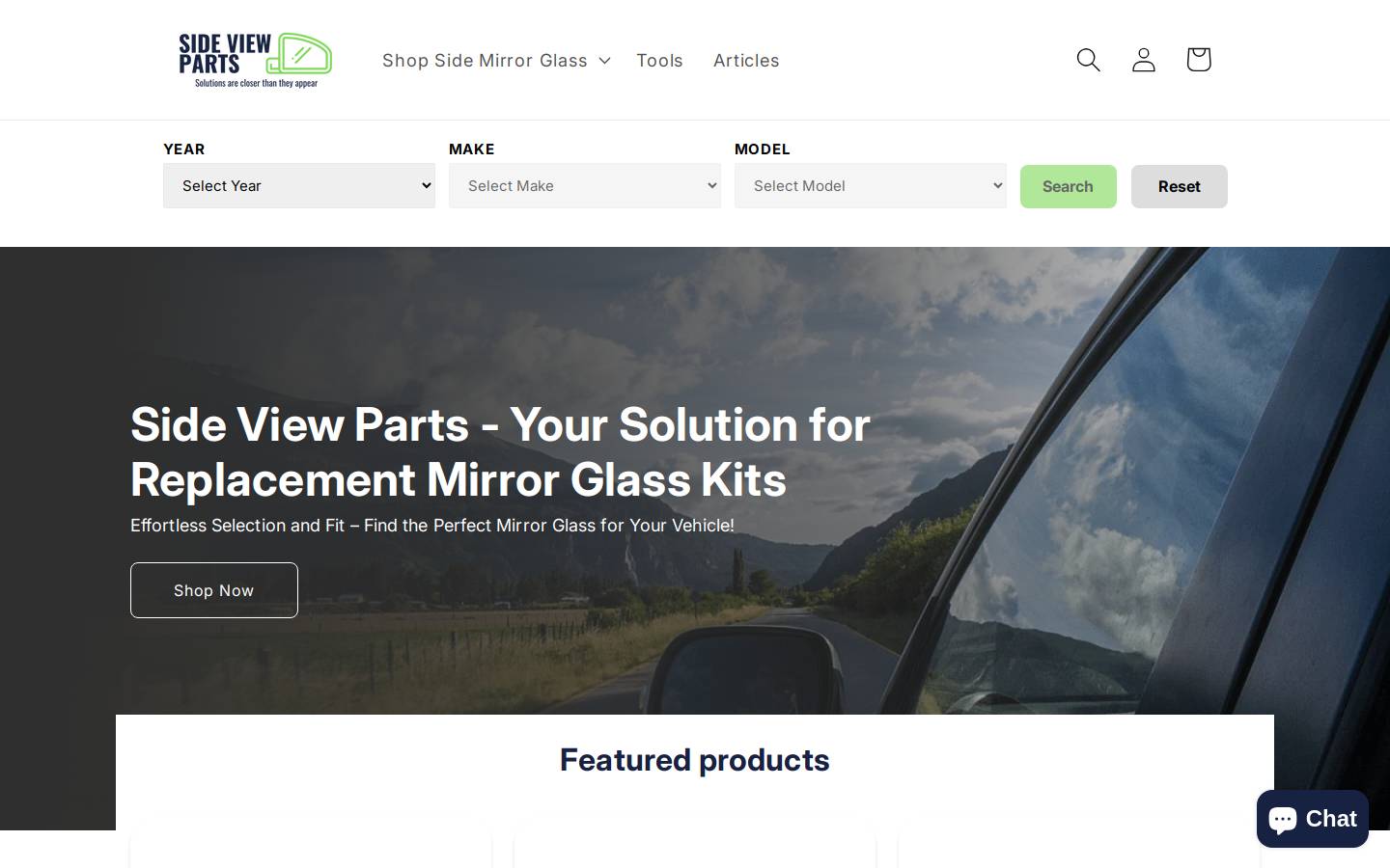 sideviewparts.com homepage screenshot
