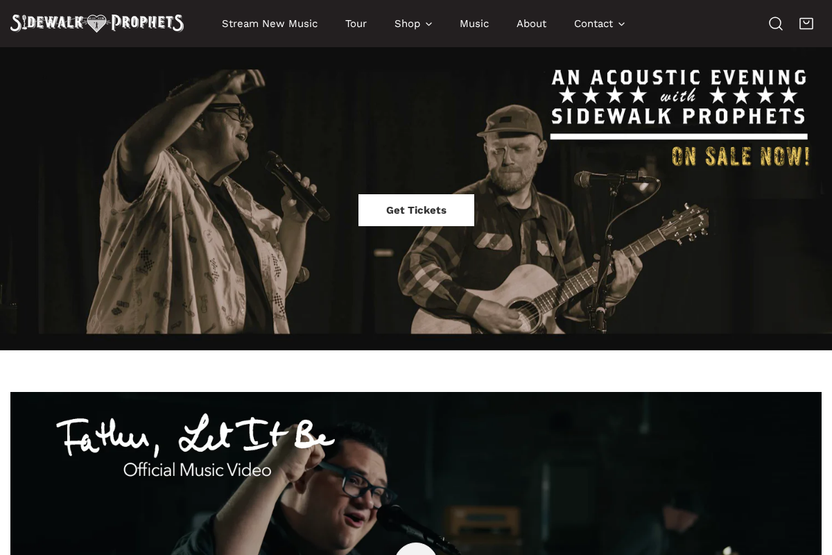 Sidewalk Prophets Official Merchandise homepage screenshot