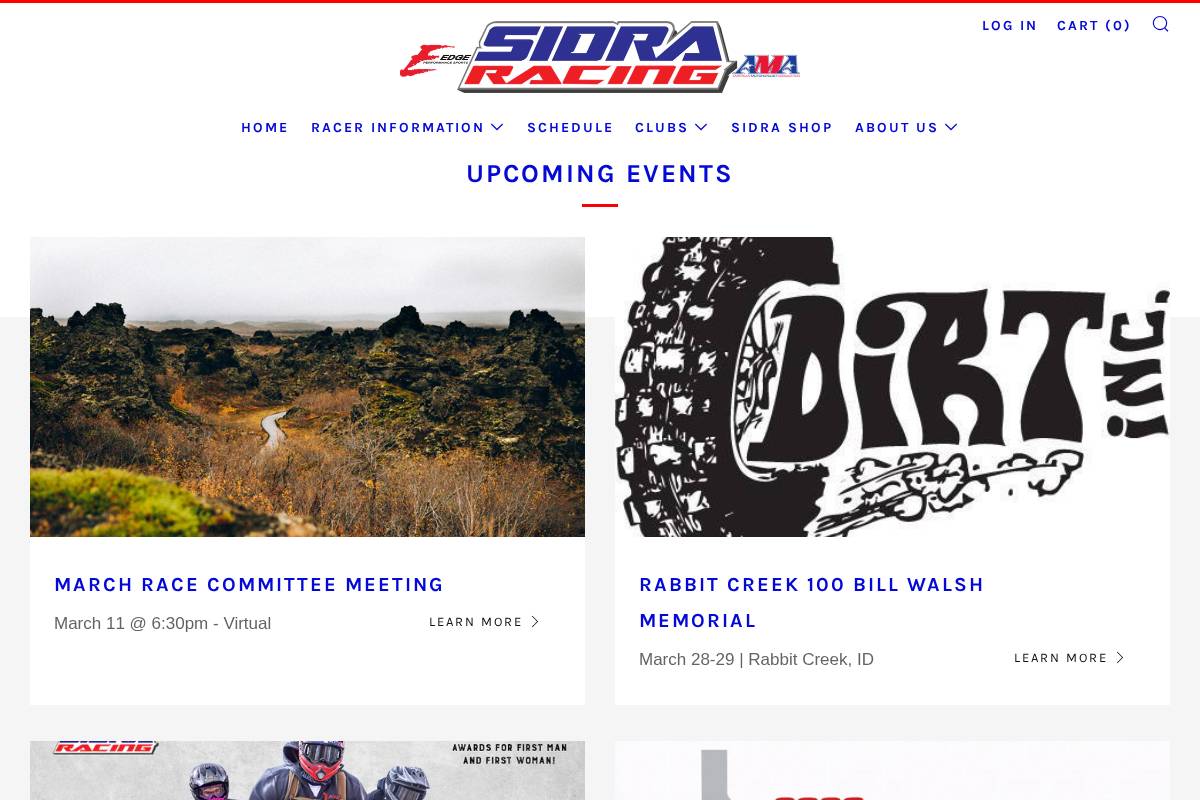 sidraracing.org homepage screenshot