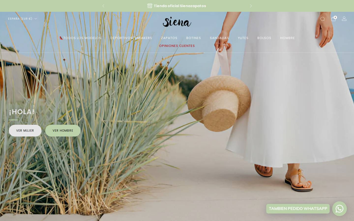 sienazapatos.com homepage screenshot
