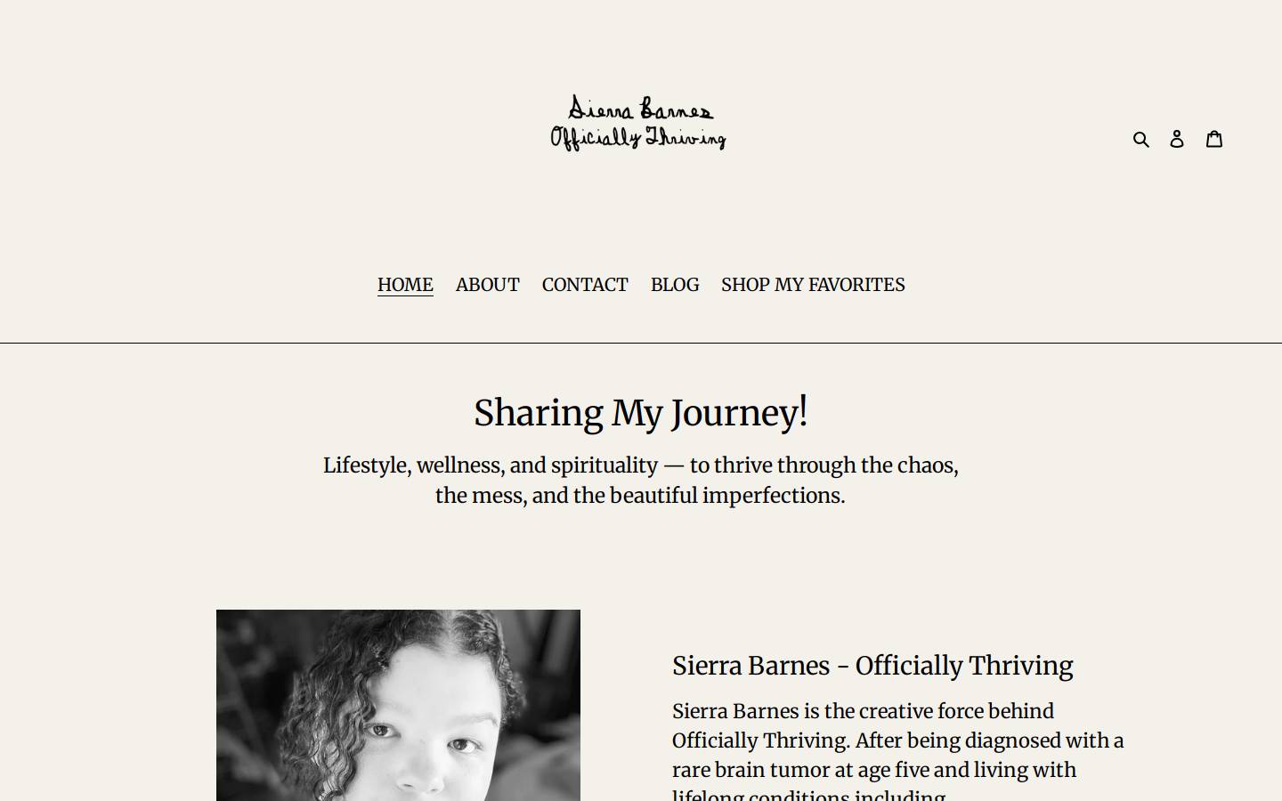 sierrabarnes.com homepage screenshot