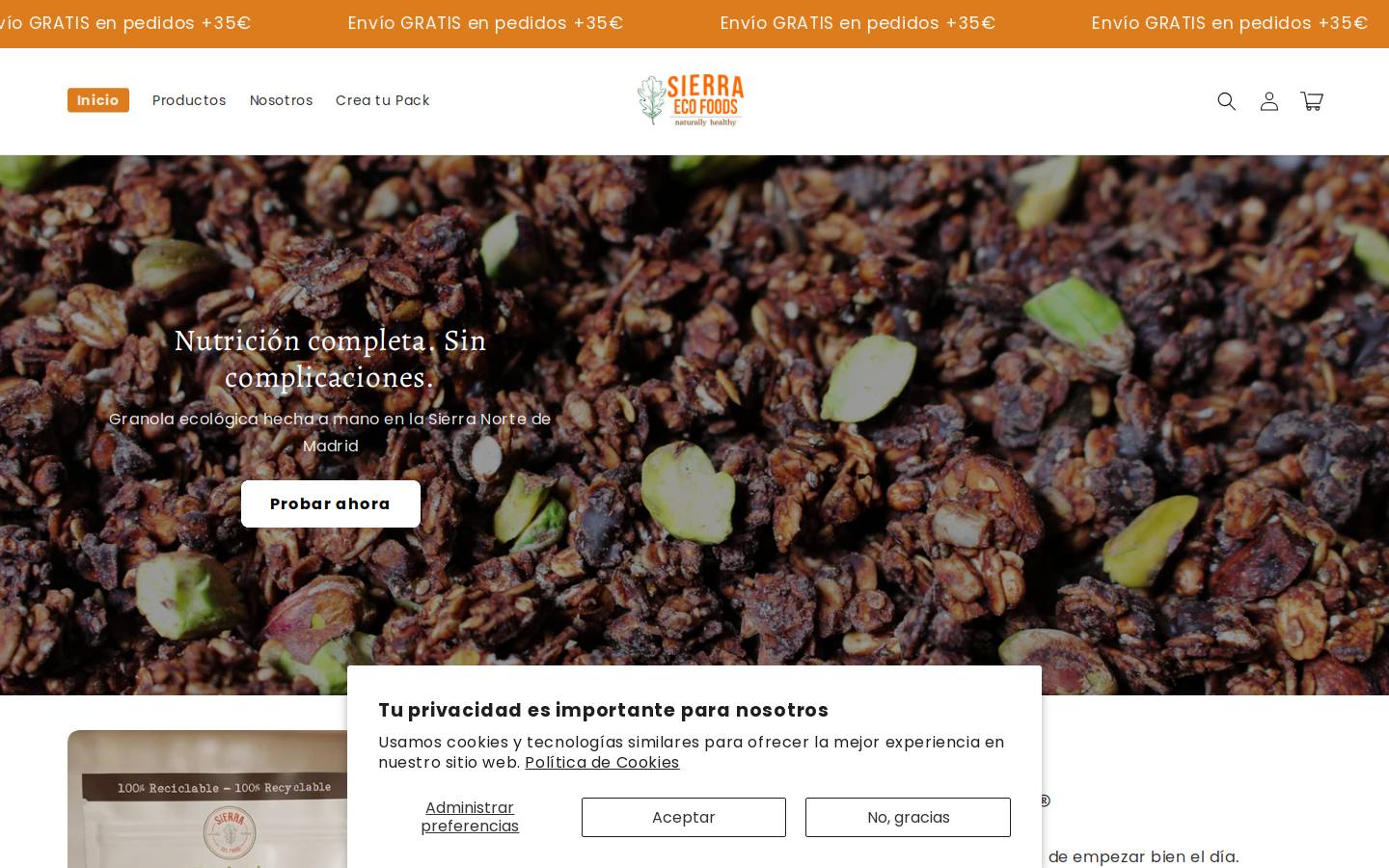 sierraecofoods.com homepage screenshot