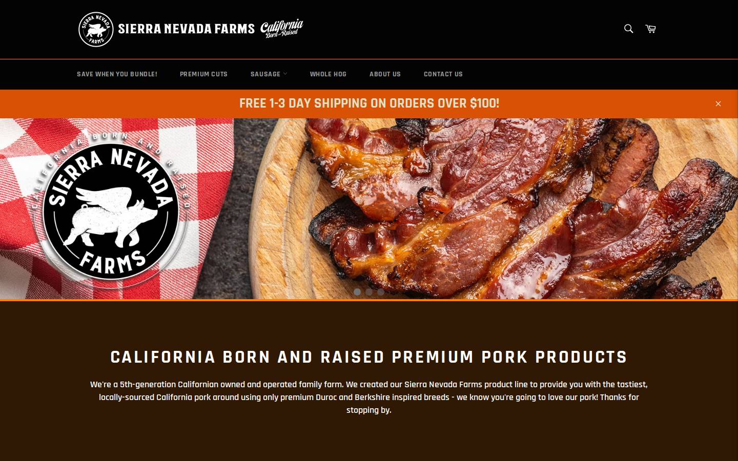 sierranevadafarms.com homepage screenshot