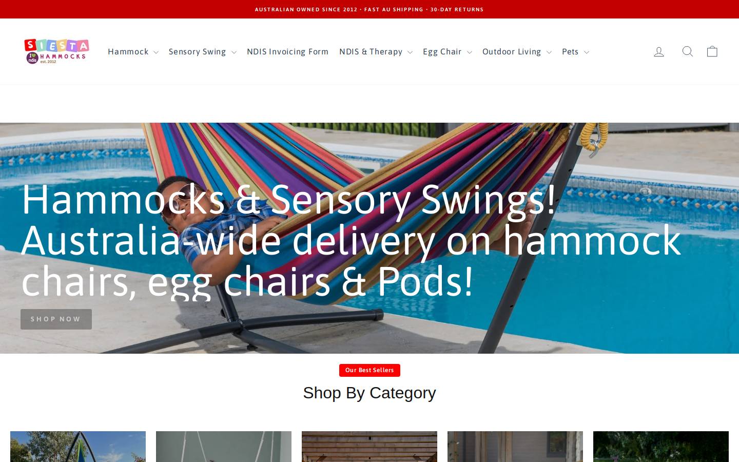 siestahammocks.com.au homepage screenshot