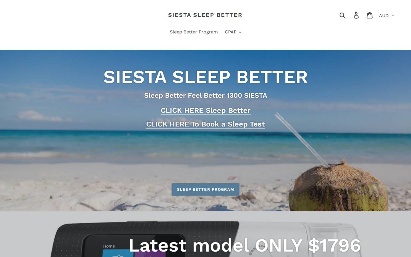 siestasleepbetter.online homepage screenshot