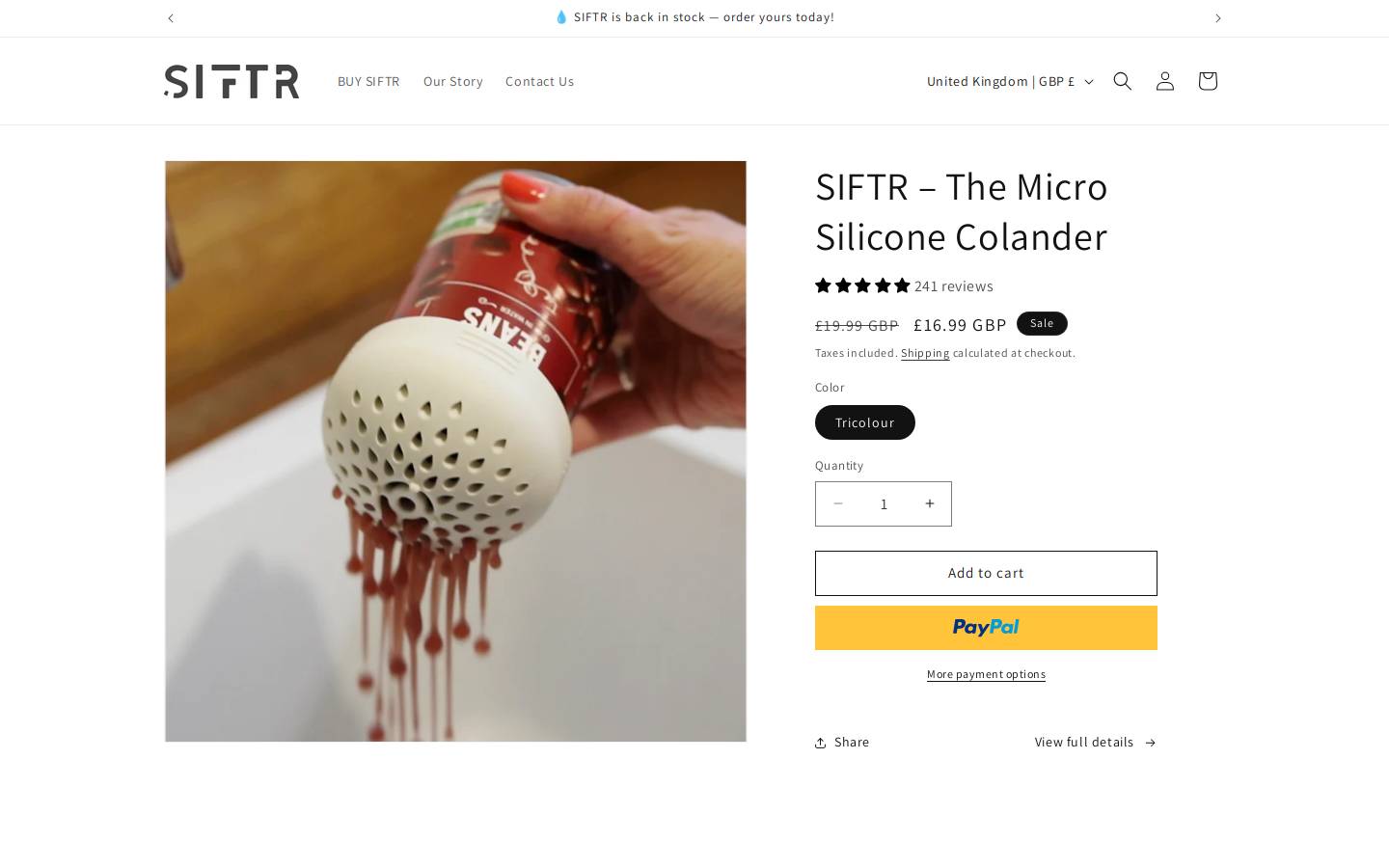Siftr homepage screenshot