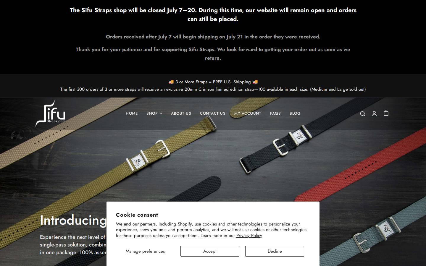 Sifustraps homepage screenshot